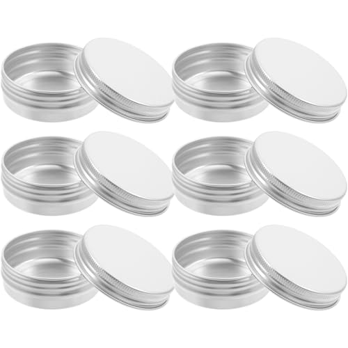 JOINPAYA 6 Latas de Aluminio con Tapa de Rosca, Portátiles y Recargables, Tamaño 30 Ml (52x20 Mm), Pequeñas y Redondas, Contenedores Metálicos para Viaje, Almacenamiento Multifuncional