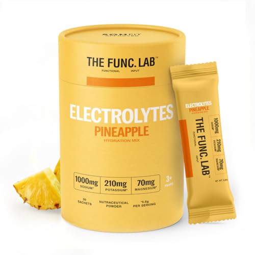Image of The Func. Lab Daily Electrolytes -Salty Pineapple | 30 Sachets | Instant Hydration Powder with Sodium, Potassium, Magnesium | Sugar-Free, No Preservatives | Instant Energy, Performance & Recovery Drink