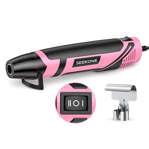 SEEKONE 350W Mini Heat Gun with 2-Temp Settings 500℉ & 842℉(260℃& 450℃) Fast Heat Hot Air Gun Tool with Overload Protection and Reflector Nozzle for 3D Printing, Crafting, and Shrink Tubing