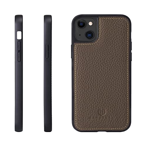 iPhone 14 Plus ケース 本革 シュリンクカーフレザー 耐衝撃 ハンドメイド ギフト おしゃれ シンプル メンズ レディース スマホケース もぐら色 トープ SPG-14Plus-Taupe