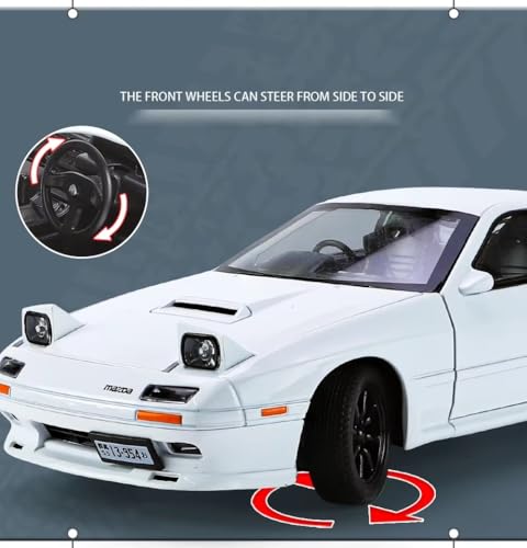 Image of 1:24 Initial D Mazda RX7 Toy Car Diecast Metal Pull Back Car - 4 Openable Doors with Sound & Light | Luxury Toy Car & Gift for Kids 【Colors as Per Stock】