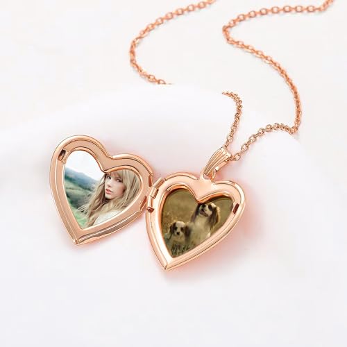 Image of Love Heart Locket Necklace That Holds Pictures Stitch-Shape Necklace Stuff Gifts Ohana Photo Lockets Necklace