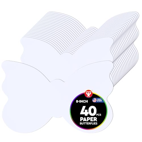 Hygloss Butterfly Shape Paper Cut-Outs for Arts & Crafts-Many Creative Uses-Classroom Activities-8 x 5 Inches White 40 Piece