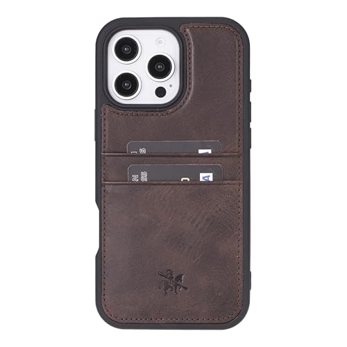 Porte-cartes étui cuir iPhone 16 Pro Venito marron café chic