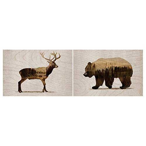Tableaux animaux sauvages BJÖRNAMO ProTuning lot de 2 décorations murales 30x20