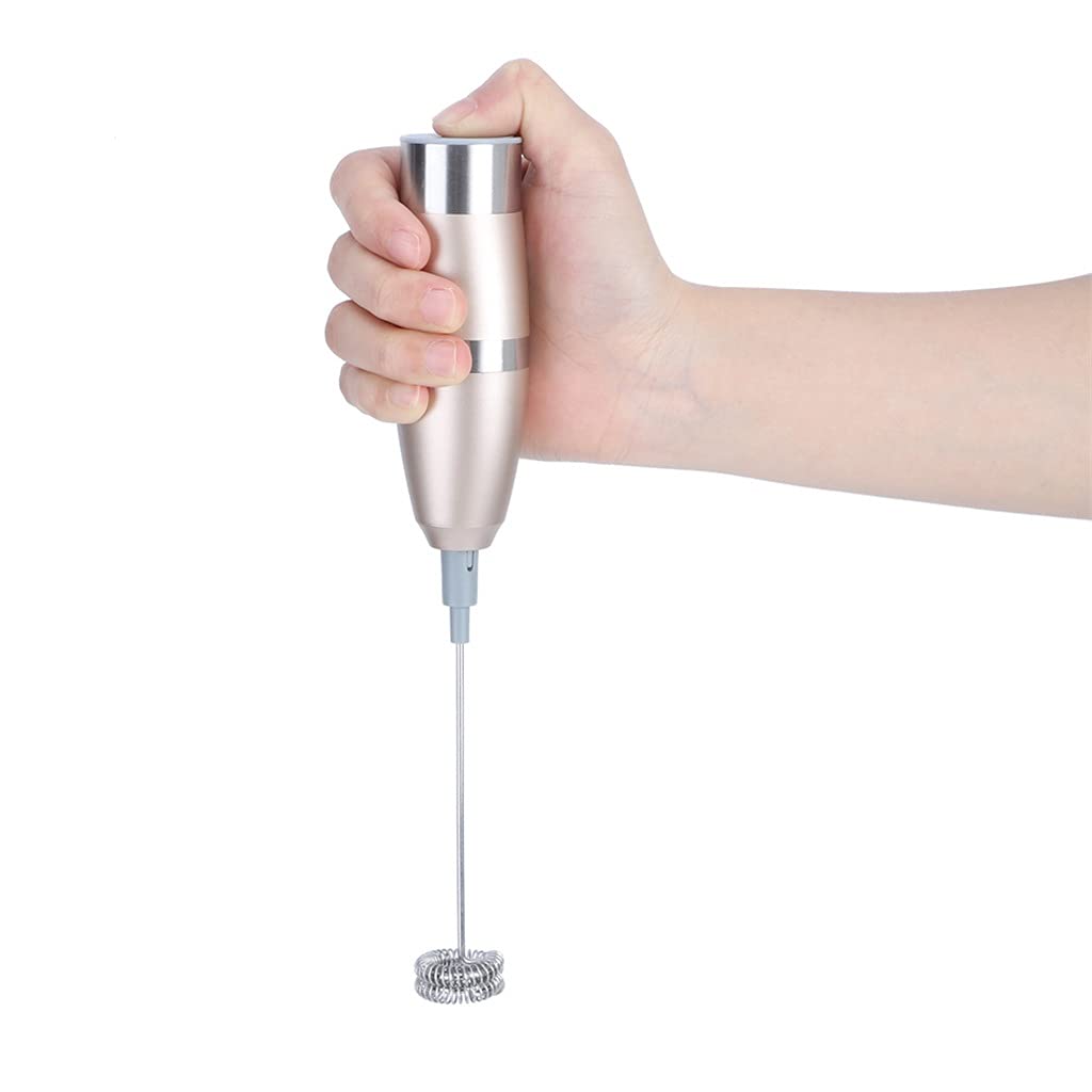 Montalatte Elettrico Portatile Schiuma Maker Frusta Miscelatore per caffè Agitatore Frullino per Le Uova Preparazione del caffè (Oro Rosa 23,5x4 cm)