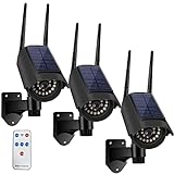 Anfurt センサーライト ソーラーライト 屋外 led ダミーカメラ 防犯カメラ 型 屋外照明 防犯ライト 人感センサーライト 防水 防塵 自動夜間点灯 人感検知 ダミー (3台セット, ブラック)