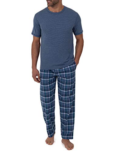 Fruit of the Loom Men's Breathable 2-Piece Pajama Set, X-Large, Denim Heather