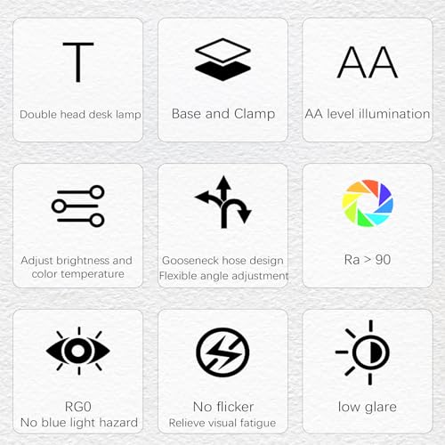 MACASA Double Head LED Desk Lamp with Remote Control for Home Office 24W Brightest Computer Desk Light for Workbench Drafting Architect Study Reading with Clamp and Base - Image 4