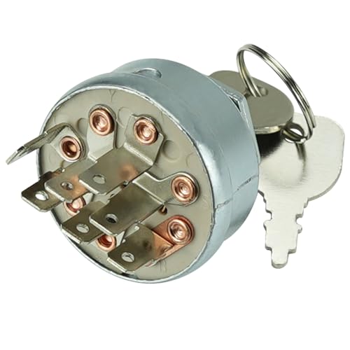 Ignition Starter Switch with 2 Keys 725-1717 925-1717 7 Terminals 4 Position Replacement for Craftman Huqvarna Poulan Riding Lawn Tractor Mowers 430-674 140301 532140301 574455401