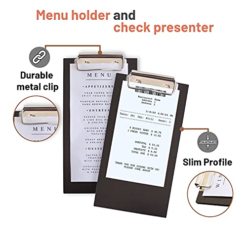 Olbia 10-Pack Wood Check Presenters for Restaurants, Server Book, Menu Holder for Cafes, Wooden Clip Board, Cute Waitress Book Organizer, Server Note Pads, Guest Check Book 8\" x 4\" (Walnut)