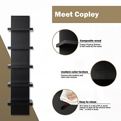 Homaterial 5 Tier Shelves For Wall, Vertical Column Wall Decor Mount Floating Shelves For Bedrooms, Living Rooms, Natural Finish Wall Shelf, Black #TOP3