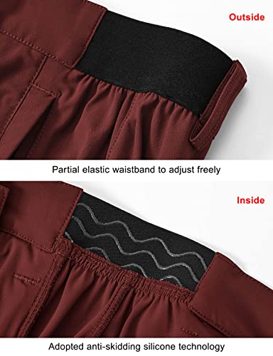 Tbmpoy Men's 9'' Golf Work Shorts Stretch Waistband Dry Fit Hiking Casual Business Dress Athletic Shorts 3 Pockets Wine Red 38 #TOP2