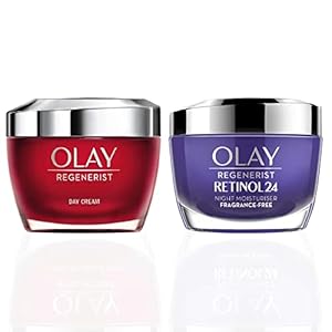 Olay Retinol 24 Night Cream + Olay Regenerist Face Cream, Moisturiser Face Women Skin Care Sets & Kits, 2x 50 ml