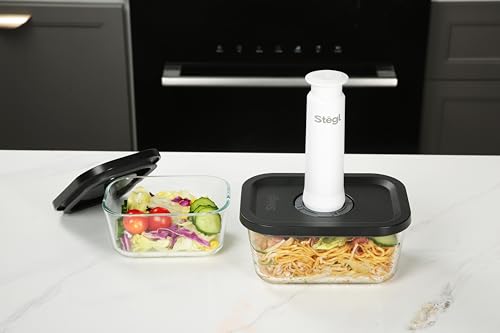 Image of Stegl Vacuum Container Set - Airtight Glass Containers with Vacuum Pump | Keeps Food Fresh 5x Longer | Microwave & Dishwasher Safe | 470 x 800