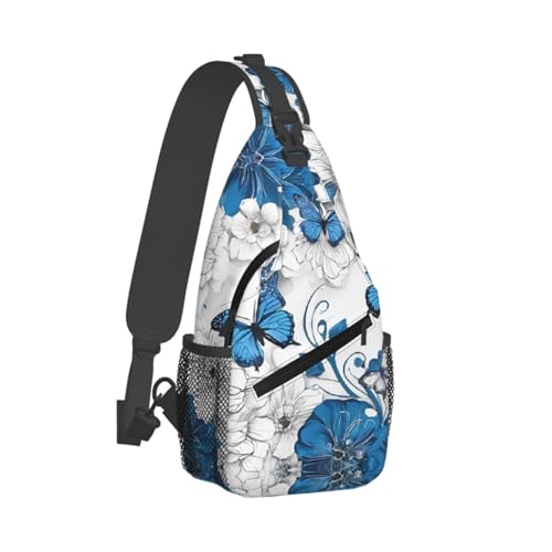 Sling bag réglable papillons bleus et sacoche femme de randonnée