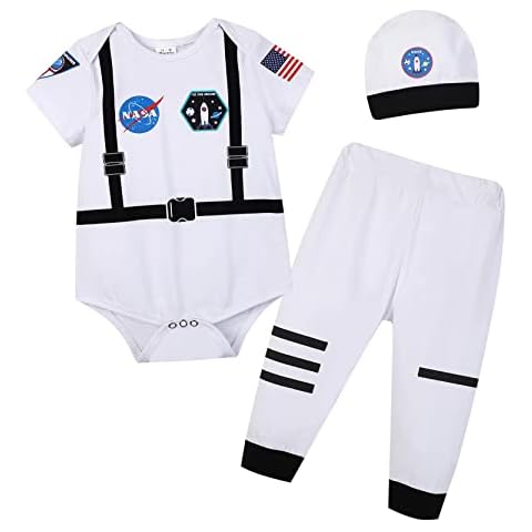 Zusnxaxe Newborn Baby Boys Girls Halloween Outfit Astronaut Costume for Children, Baby Spacesuit with hat, Birthday Gifts, Toddler Pretend Role Play Dress Up, Photo shoot, Summer,18-24 Months Cover