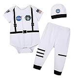 Zusnxaxe Newborn Baby Boys Girls Halloween Outfit Astronaut Costume for Children, Baby Spacesuit with hat, Birthday Gifts, Toddler Pretend Role Play Dress Up, Photo shoot, Summer,18-24 Months