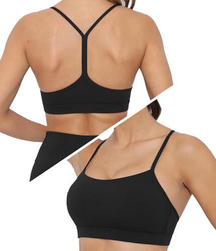 Image of Sports Bra for Women Low Impact Racerback Workout Bras Sexy Thin Straps Yoga Sport Bras with Removable Pads