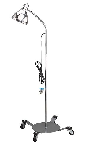 Grafco Deluxe - Lámpara de trabajo de pie con base móvil, cromada, altura ajustable con bloqueo de seguridad, 60 vatios máximo, 5,570.9 ft