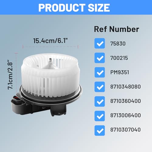 Image of HVAC Heater Blower Motor with Resistor - Compatible with Toyota Camry 2007-2017, Toyota Tundra 2007-2021, Replace# 75830