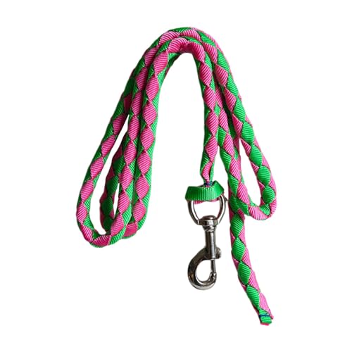 kowaku Equestrian Rope with Snap Hook for Horses, Dogs, and Sheep, 2.5meters Green Pink