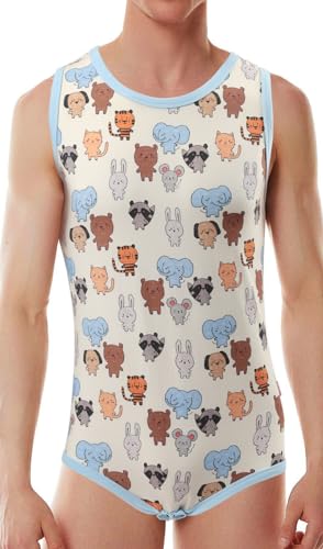 Grenouillère sans manches CutiePlusU en coton pour homme avec boutons
