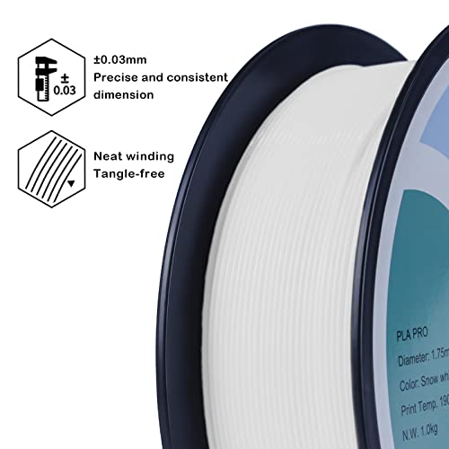 Image of ZIRO 3D Printing Filament,1.75mm 1KG, Fit for Most FDM Printers, Snow White | Fit for Most FDM 3D Printer, 1.75mm 1KG Spool, Dimensional Accuracy + /-0.03mm, Colorful PLA FilamenT