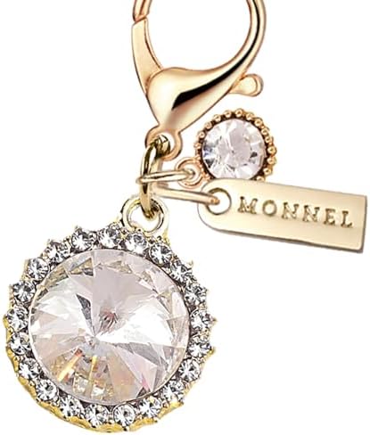 MC569 Little Round Crystal Lobster Clasp Charm for Women with Velvet Bag (White,1 Piece) image 5