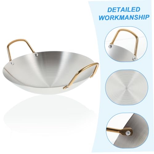 Olla Wok pequeña de acero inoxidable con doble asa miniatura 5