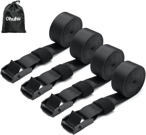 Ohuhu Tie Down Straps 4 Pack, Heavy Duty Tensioning Belts, 2.5m Adjustable Lashing Straps Cargo Straps 250kg Loading Capacity for Motorcycle, Cargo, Trucks, Trailer, Luggage, Quick Release