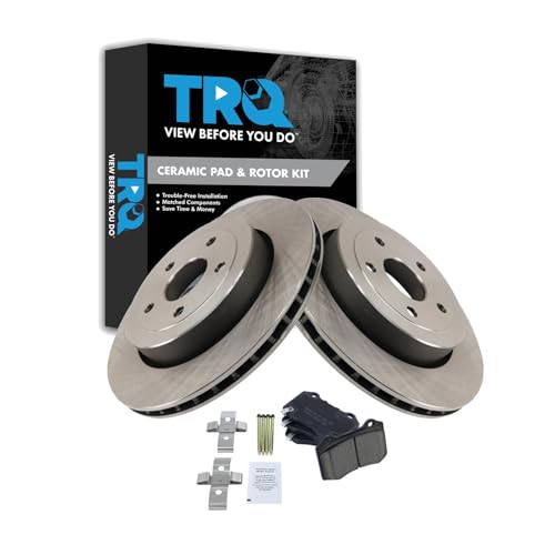 Image of TRQ Rear Brake Pad and Rotor Set Ceramic Compatible with 2006-2010 Jeep Grand Cherokee