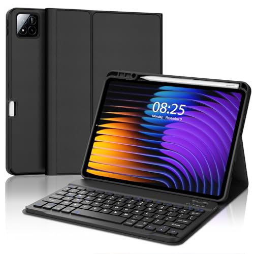 Keyboard Case for Xiaomi Pad 8/8 Pro/7/7 Pro 11.2 Inch, Detachable Magnetic Folio Keypad for Xiaomi Pad 7 Case with Pen Holder, Smart Cover with Keyboard for Mi Pad8/8 Pro 2026 11.2'', Black