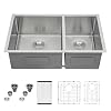 Mocoloo 33 Undermount Sink Double Bowl 33×19 Inch 16 Gauge Stainless Steel Double Bowl 6040 Under Counter Kitchen Sinks Handmade Basin