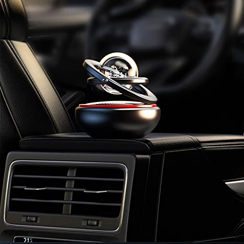 Image of Riloer Car Aromatherapy Diffuser, Car Air Fresh Device, Car Aroma Ring Ornament, Car Decoration Accessories, Rotating Car Perfume Solar Energy Car Aromatherapy, Gold