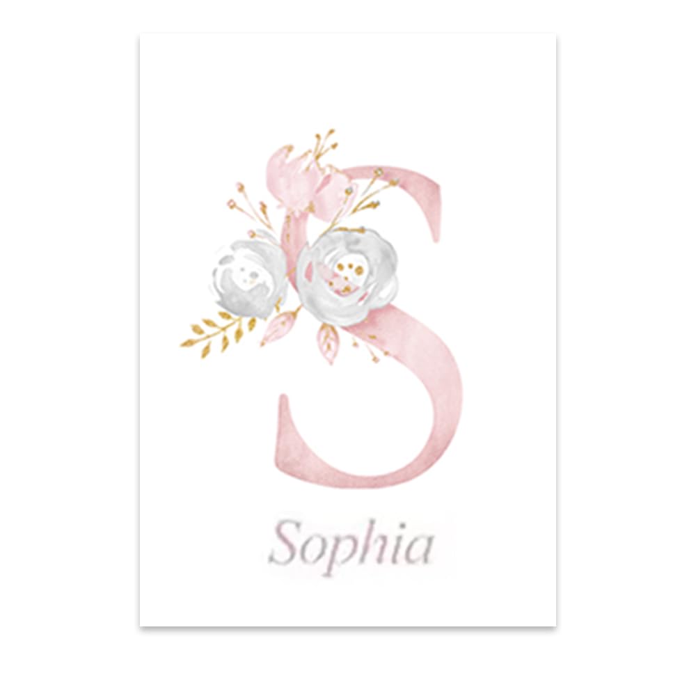 Youihom 3 Affiches Danseuse Rose Personnalisées 30x40cm - Poster Chambre Fille Prénom - Toile 320gsm