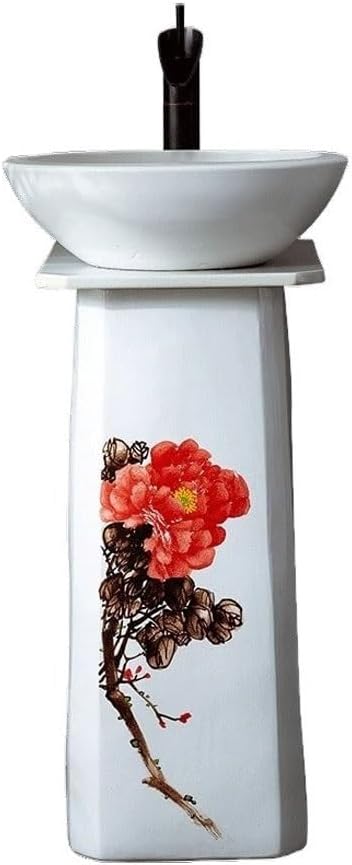 Bathroom Countertop Vessel Sink Home Hand-painted Art Basin Balcony Floor-standing Wash Courtyard Outdoor Pedestal Sink Vanity