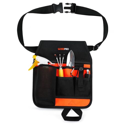 ガーデニングポーチ 腰掛ポーチ 腰袋 工具入れ 600Dオックスフォード生地 作業用ベルト 腰道具 工具ベルト 作業用 収納 持ち運び 大容量 コンパクト設計 (オレンジブラック)