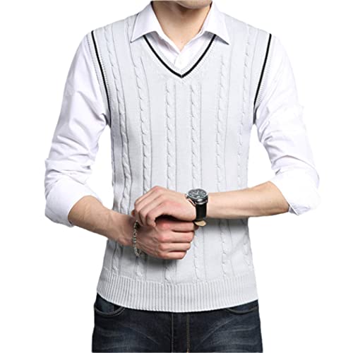 Chaleco de punto para hombre en gris talla M suéter sin mangas elegante para otoño e invierno