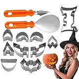 Halloween-Schnitzset, Schnitzwerkzeuge - -Schnitzschablonen | Edelstahl-Fondant-Dekorationen, Set mit 12 professionellen Backteig-Küchenwerkzeugen zum Backen von Frühstück im Innenbereich