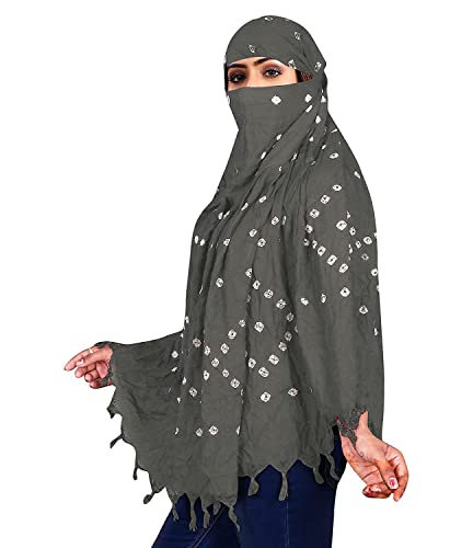 Image of Cotton Long Scarf Cum Mask Scarves Usable for Vehicle Driver | White Printed Design Fabric | Universal Size | Soft & Breathable Sun Protection | For Girl & Women