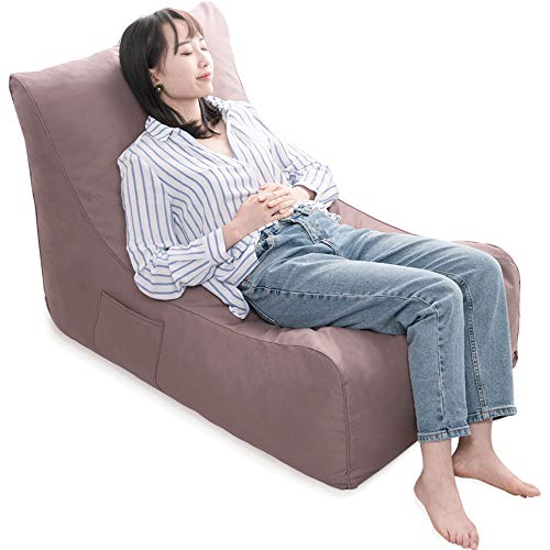 ❤ Crazy Deals iOCHOW Floor Chair Indoor & Outdoor Lounger Chair-Bean Bag Chair Memory Foam Sofa with Dirt-Proof Oxford Fabric&Side Pocket - Light Brown