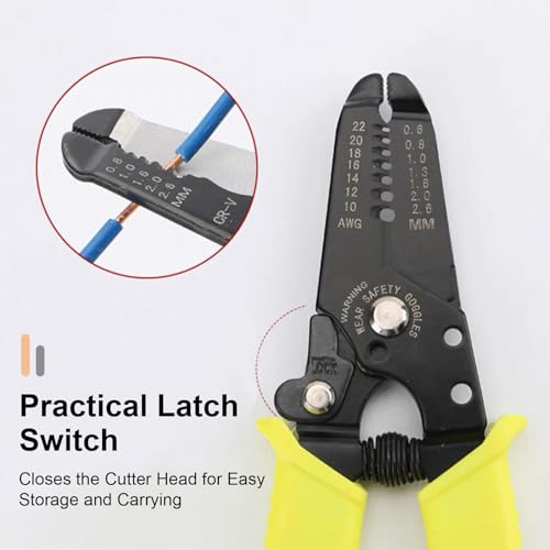 Professional Wire Strippers - ShiningUU 10-22 AWG 7-Inch Cable Stripper with Safety Lock | Multi-Gauge Wire Cutter & Stripper Tool - Image 3