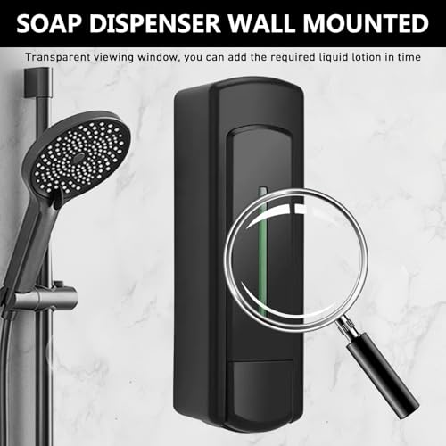 IBOCDWAMA 350ML Seifenspender Schwarz Wandmontage, Einkammer Shampoo- und Duschgel Spender Bad Küche Seifenspender Wandbefestigung Ohne Bohren Pumpspender Wand für Zuhause, Hotel, Restaurant