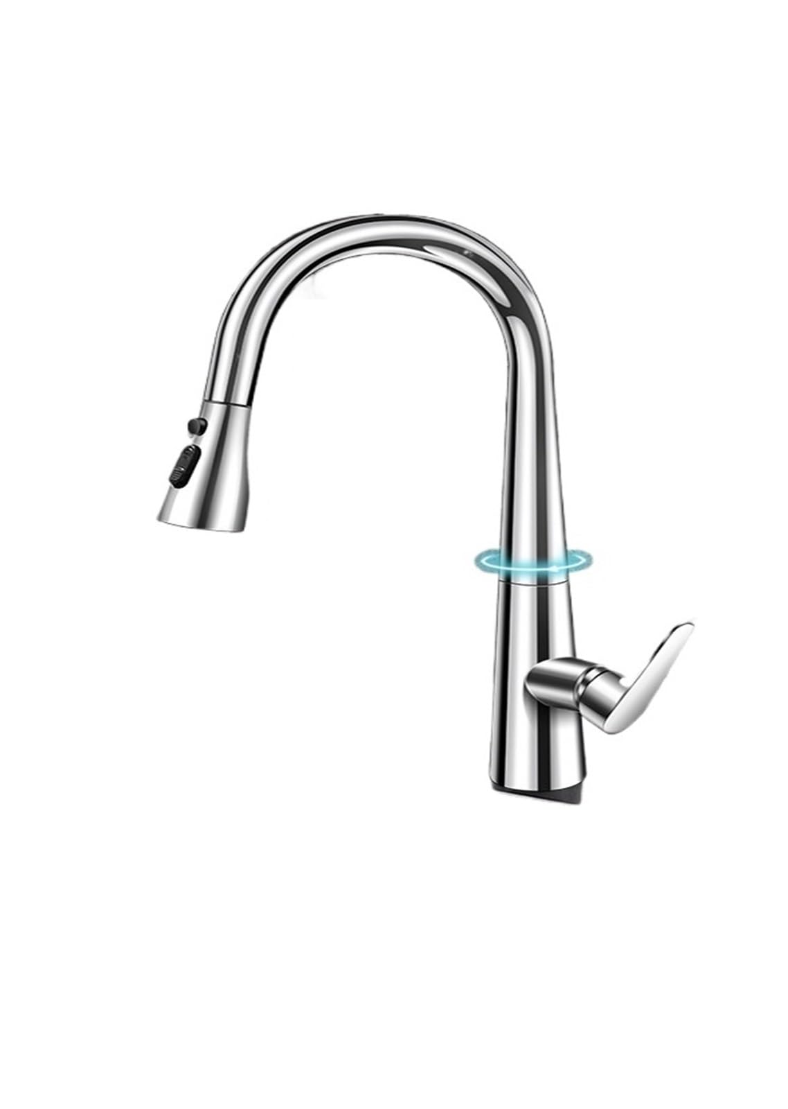 ZQFHSX Kitchen Tap, Matte White Pull Out Faucet, 360 Rotation Brass Stream Sprayer Head Hot Cold Washing Sink Mixer Tap Deck Mounted Crane(Silver)