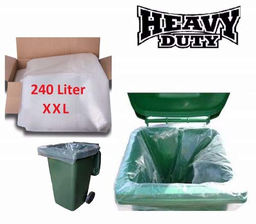 NewTouch Clear Wheelie Bin Liners Strong Heavy Duty Rubbish Sack Big Refuse Bin Bags (20)