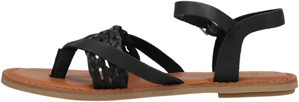 TOMS Women's Ankle Strap 6.5 B(M) US Black Leather/Synthetic Braid