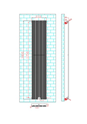 Radiator Horizontal Vertical Designer Flat Panel Central Heating Radiator 1800mm Height (1800x272mm Single, White)