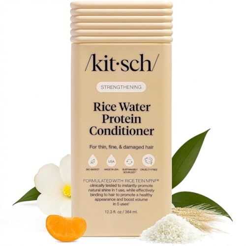 Kitsch Strengthening Rice Water Protein Conditioner for Women & Men – Hair Care for Thin, Fine & Damaged Hair, Boosts Shine & Volume – Paraben, Phthalates & Silicone Free, Made in USA - 12.3 oz