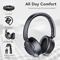 TIMU Hybrid Active Noise Cancelling Bluetooth Headphones, Wireless Over Ear Headphones with Bluetooth 5.4, 80H Playtime, Stereo Sound, 6 ENC Clear Call Mic, Low Latency for Travel Office Workout — image 6